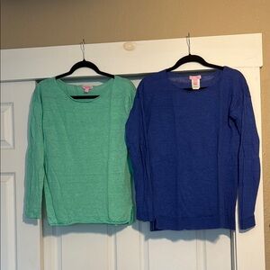 Lilly Pulitzer Crew Neck Sweaters in Green and Blue